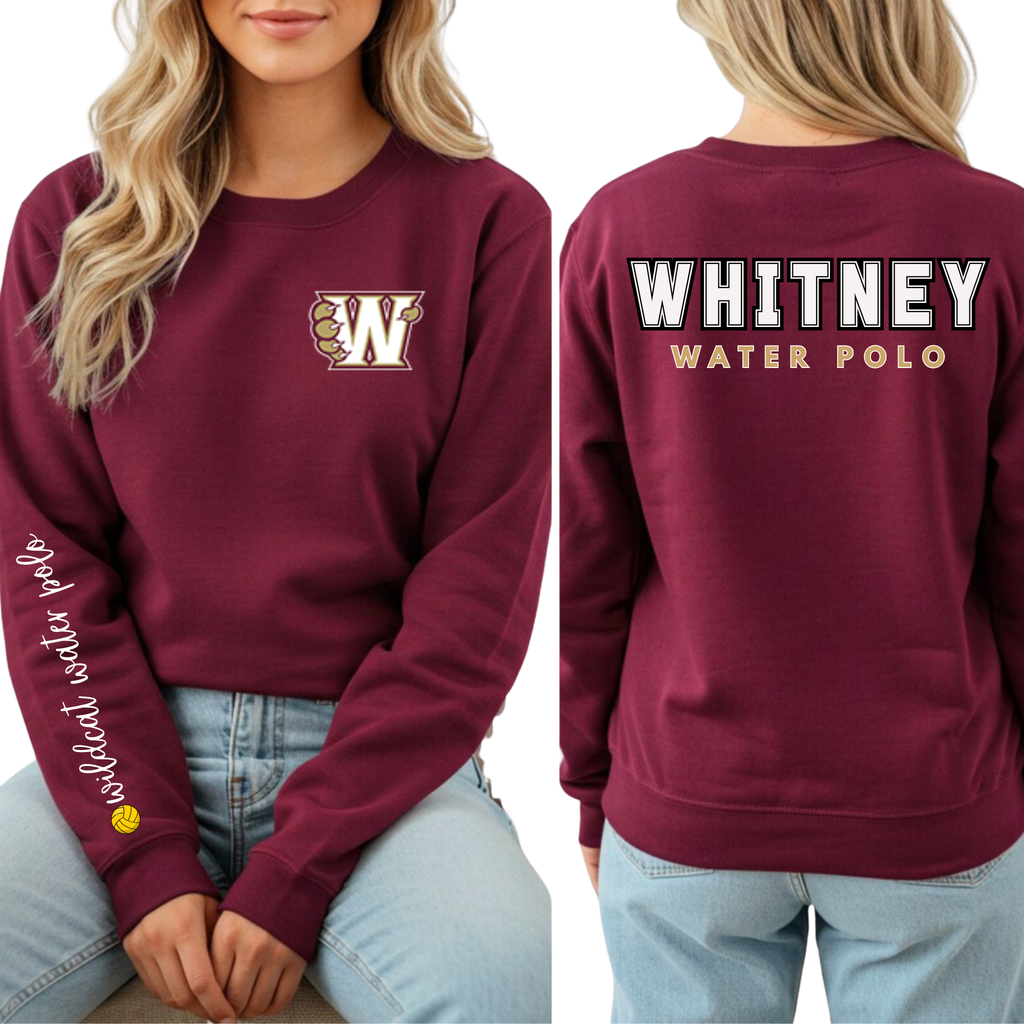Whitney Water Polo Maroon Crew Neck Sweatshirt