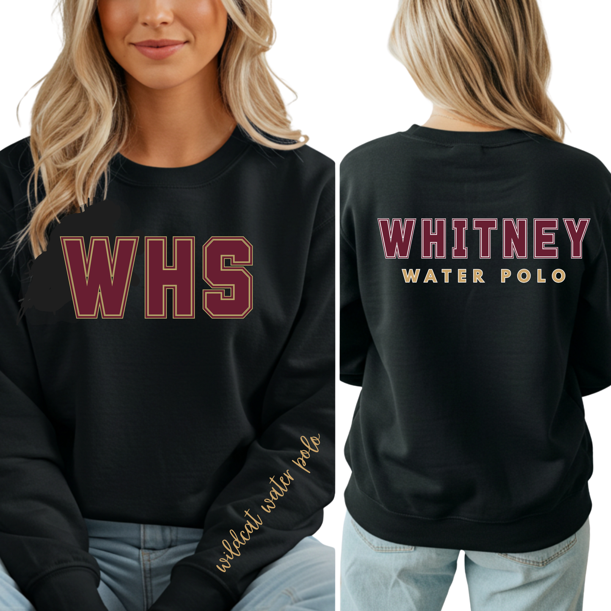 Whitney Water Polo Women's Crewneck Sweatshirt - Black