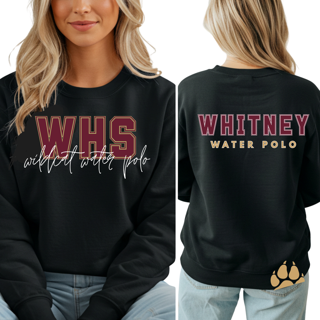 Whitney Water Polo Paw Crewneck  - Black
